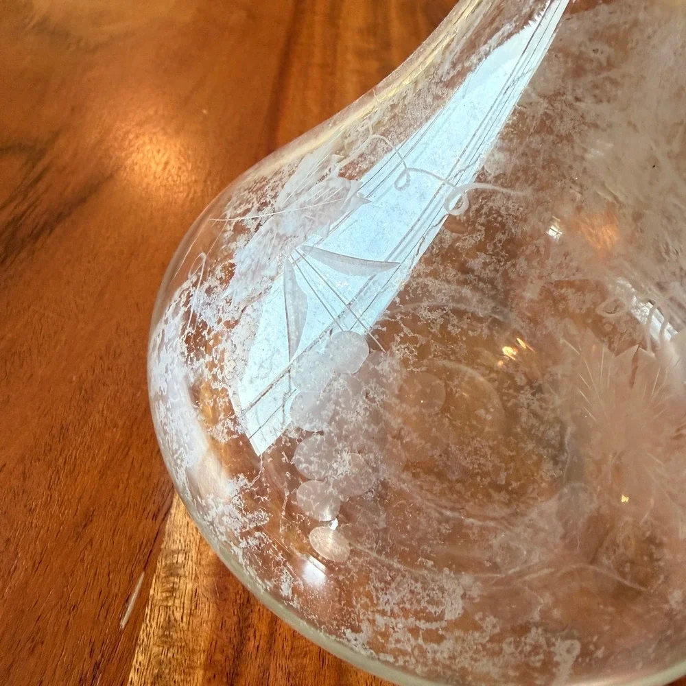 Glass Decanter featuring Grapes and Leaves